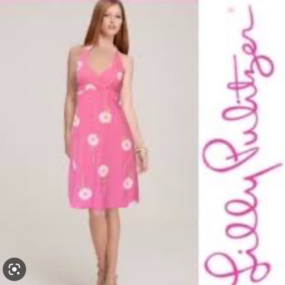 Vintage Lilly Pulitzer Anna Stemware Daisy V-neck sleeveless dress size 6 EUC